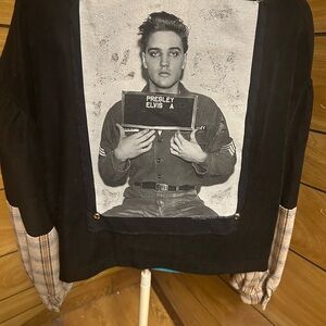 Black Elvis Presley Graphic jackets with Plaid Sleeves